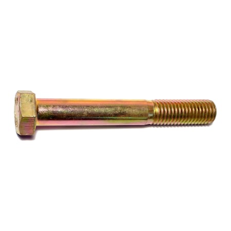 Grade 8, 5/8-11 Hex Head Cap Screw, Zinc & Yellow Plated Steel, 4-1/2 In L, 10 PK